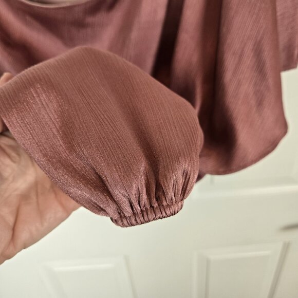 Lovers & Friends Park Top Womens XS Mauve Pink One Shoulder Ruffle Satin Cropped - Picture 9 of 11